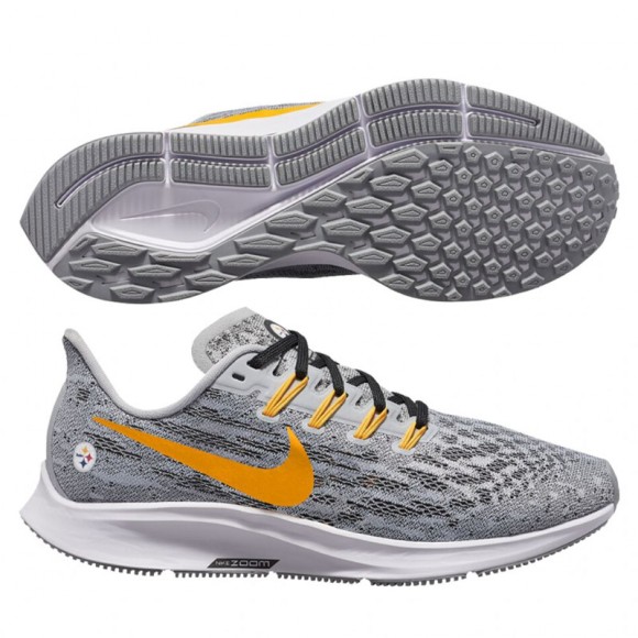 Nike Air Zoom Pegasus 36 Pittsburgh Steelers Gray Gold Running Shoes